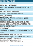 Lian-Li O11DERGBW Computer Case - Mid Tower TG 2x3.5HDD or 2.5 SSD White Retail