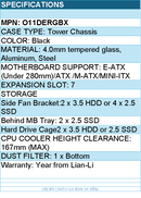 Lian-Li O11DERGBX Computer Case - Mid Tower TG 2x3.5HDD or 2.5 SSD Black Retail