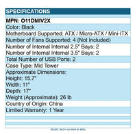 Lian Li O11DMIV2X MINI V2 ATX Mid-Tower Computer Case AirFlow Panoramic Black