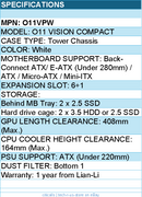 Lian-Li O11VPW Computer Case - Mid Tower TG 2x2.5 SSD White Retail