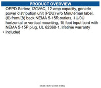 Minuteman Power OEPD1415HV PDU 14-outlet 15A Horiz/Vert 5-15P