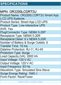 CyberPower OR2200LCDRT2U Smart App LCD UPS Systems - 2000VA/1320W, 120 VAC