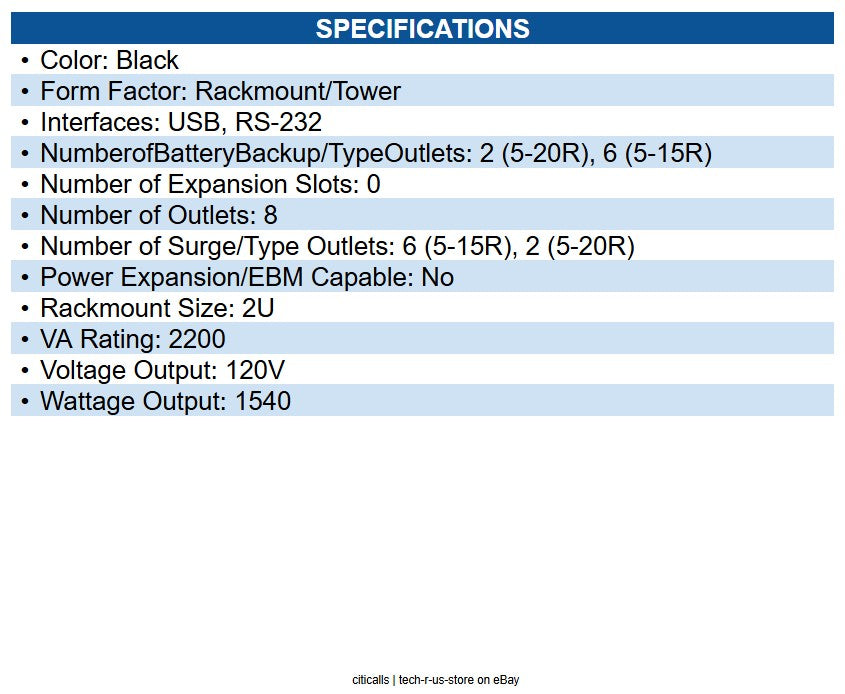 CyberPower OR2200PFCRT2U 2000VA/1540W Rack/Tower UPS with 8 outlets Sine Wave