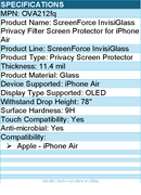 Belkin OVA212FQ ScreenForce InvisiGlass Privacy Filter Screen Protector