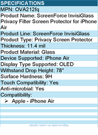 Belkin OVA212FQ ScreenForce InvisiGlass Privacy Filter Screen Protector