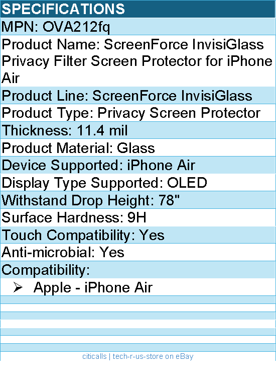 Belkin OVA212FQ ScreenForce InvisiGlass Privacy Filter Screen Protector