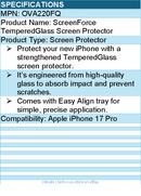 Belkin OVA220FQ ScreenForce TemperedGlass Screen Protector for iPhone 17 Pro