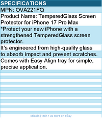 Belkin OVA221FQ TemperedGlass Screen Protector for iPhone 17 Pro Max