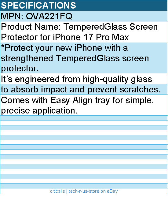Belkin OVA221FQ TemperedGlass Screen Protector for iPhone 17 Pro Max