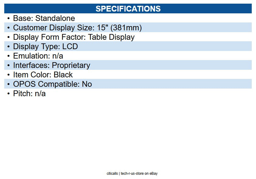 NCR P-5915-DISP-PCAP-KP XL Series, 15inch PCAP Touch Display, Anti-Glare, black