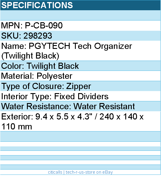 PGYTECH P-CB-090 Tech Pouch - Twilight Black -  Polyester - Retail
