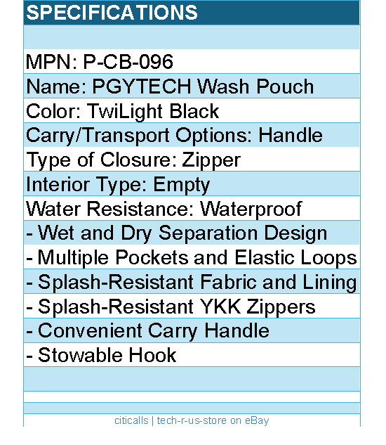 PGYTECH P-CB-096 Accessory - Wash Pouch(Twilight Black) Retail