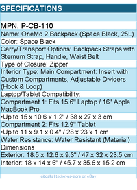 PGYTECH P-CB-110 OneMo 2 Backpack 25L (Space Black) Retail