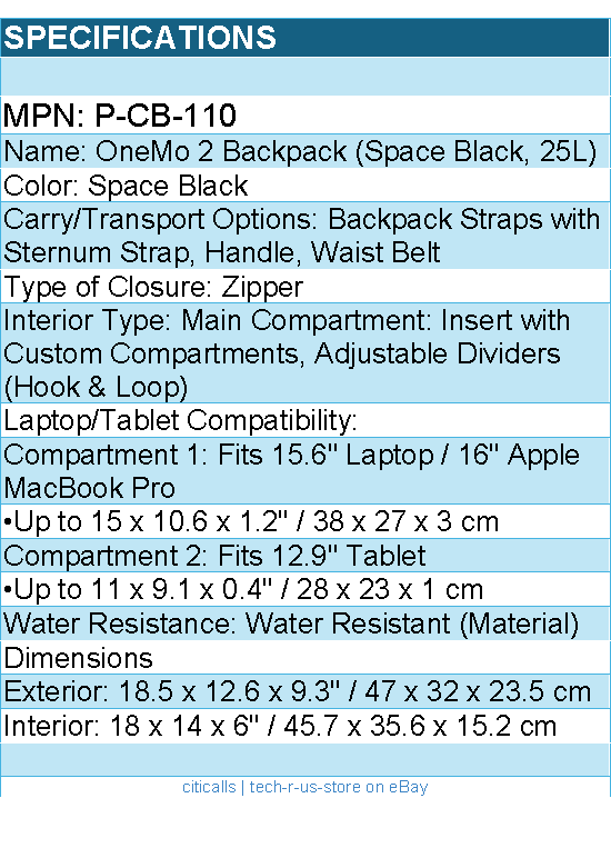 PGYTECH P-CB-110 OneMo 2 Backpack 25L (Space Black) Retail
