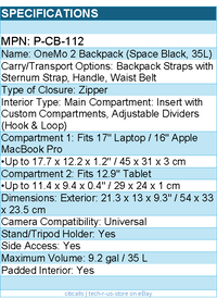 PGYTECH P-CB-112 OneMo 2 Backpack 35L (Space Black) Retail