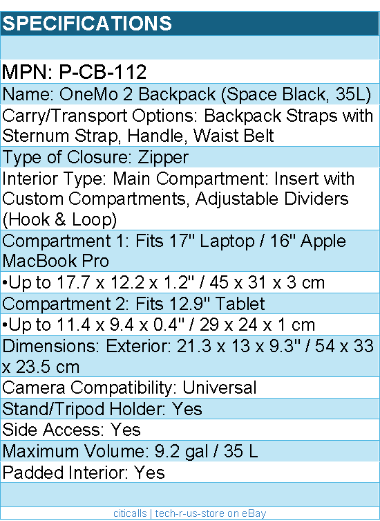 PGYTECH P-CB-112 OneMo 2 Backpack 35L (Space Black) Retail