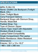 PGYTECH P-CB-115 OneMo Lite Backpack 22L (Twilight Black) Retail