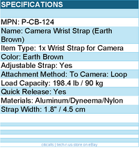 PGYTECH P-CB-124 Camera Wrist Strap - Adjustable - Earth Brown Retail
