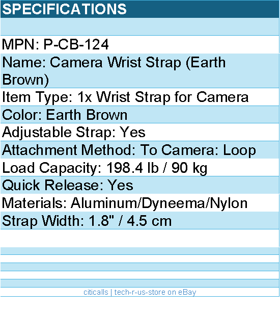 PGYTECH P-CB-124 Camera Wrist Strap - Adjustable - Earth Brown Retail