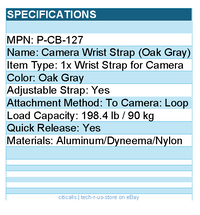 PGYTECH P-CB-127 Camera Wrist Strap - Oak Grey Retail - Adjustable