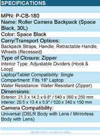 PGYTECH P-CB-180 Roller Camera Backpack (Space Black) Retail
