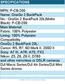 PGYTECH P-CB-200 OneGo 2 BackPack 20L (Matte Black) Retail