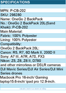PGYTECH P-CB-202 - OneGo 2 BackPack 20L (Sand Khaki) Retail
