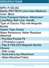 PGYTECH P-CB-252 Accessory - Lens Case (Medium) Retail - Black