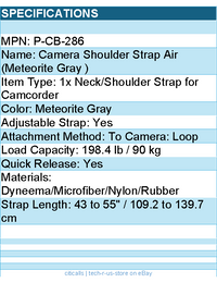 PGYTECH P-CB-286 Camera Shoulder Strap Air (Meteorite Grey) L Retail