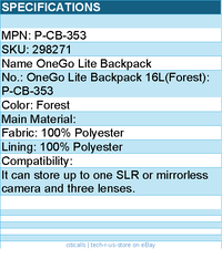 PGYTECH P-CB-353 OneGo Lite Backpack 16L (Forest) Retail