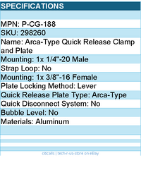 PGYTECH P-CG-188 Arca-Type Quick Release Clamp & Plate V2 Retail