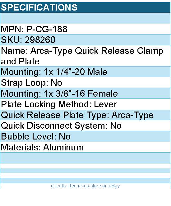 PGYTECH P-CG-188 Arca-Type Quick Release Clamp & Plate V2 Retail