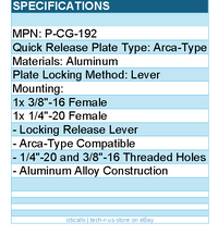 PGYTECH P-CG-192 Accessory - Arca-Type Quick Release Clamp V2 Retail