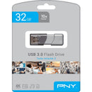 PNY P-FD32GTBOP-GE 32GB USB 3.0 3.1 Type A 90mbs Speed Flash Drive w CAP Silver
