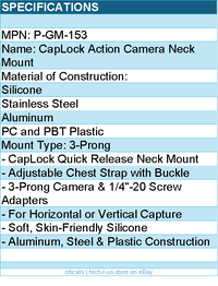 PGYTECH P-GM-153 Accessory - CapLock Action Camera Neck Mount Retail