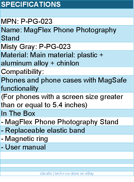 PGYTECH P-PG-023 Accessory - MagFlex Phone Photography Stand(Misty Gray) Retail