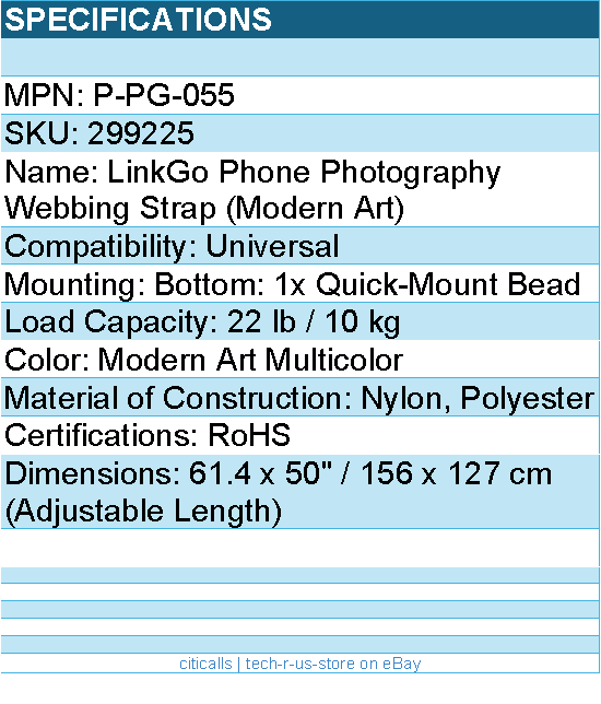 PGYTECH P-PG-055 LinkGo Phone Photography Strap - Webbing - Modern Art Retail
