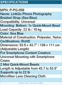 PGYTECH P-PG-059 LinkGo Phone Photography Strap Braided-Sea Blue Retail