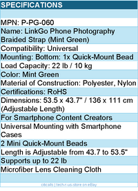 PGYTECH P-PG-060 LinkGo Phone Photography Strap Braided-Mint Green Retail