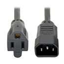 Eaton P002-001-13A NEMA 5-15R to C14 Computer AC Power Cable - 13A, 125V, 16 AWG