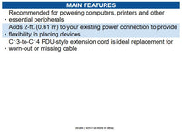 Eaton P004-002-13A PDU Power Cord, C13 to C14 - 13A, 250V, 16 AWG, 2 ft. 0.61 m