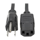 Eaton P006-002-13A 2' Power Cord, NEMA 5-15P to C13, 13A, 125V, 16 AWG, Black