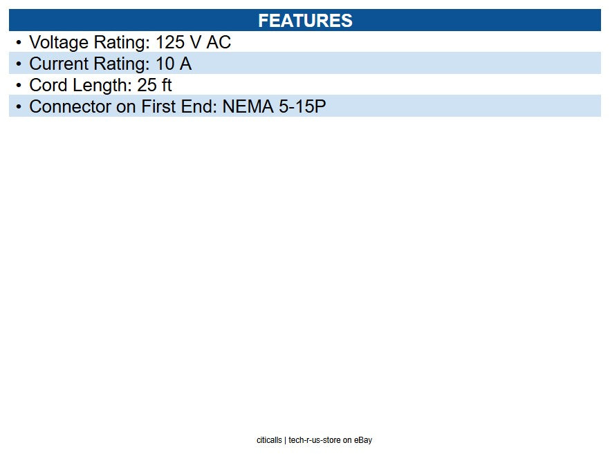 Eaton P006-025 Product Overview Desktop Computer AC Power Cable, NEMA 5-15P