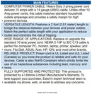 Eaton P007-002 Computer Power Cord, NEMA 5-15P to C13 - Heavy-Duty, 15A, 125V