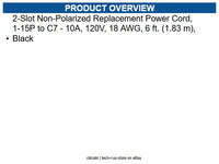 Eaton P012-006 2-Slot Non-Polarized Replacement Power Cord, 1-15P to C7 - 10A