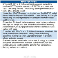Eaton P022-003-13A Power Extension Cord, NEMA 5-15P to NEMA 5-15R - 13A, 120V