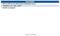 Eaton P041-008 8ft Power Extension Cord NEMA L6-30P to NEMA L6-30R - Heavy-Duty