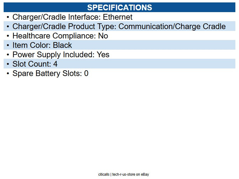 Zebra P1031365-045 4-Slot Ethernet Charging Cradle (EC4) Docking Mobile Printer