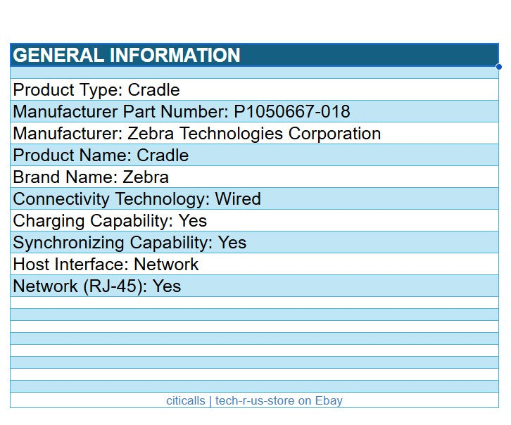Zebra P1050667-018 Chaging Cradle Dock Ethernet for QLn420 ZQ630 Mobile Printer