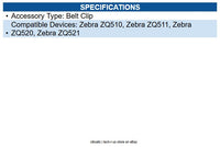 Zebra P1063406-040 ZQ500, KIT, Acc Belt Clip, (Set of 5)